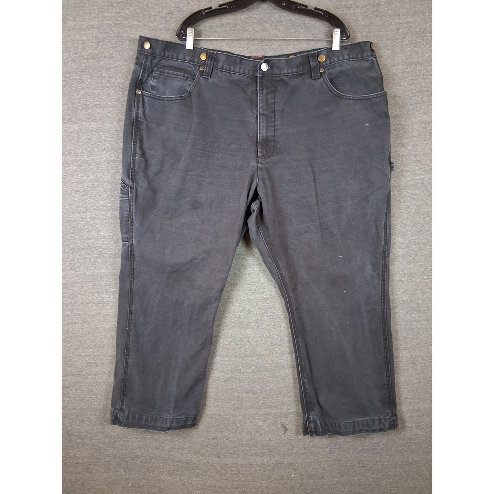 Diehard Mens Pants 46x30 Black Canvas Suspender Button Carpenter Workwear